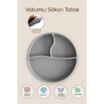Meleni Baby Vakum Tabanlı Silikon Tabak - Bebek Silikon Mama Tabağı - Antrasit