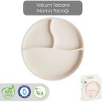 Meleni Baby Vakum Tabanlı Silikon Tabak - Bebek Silikon Mama Tabağı - Krem
