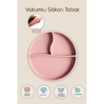 Meleni Baby Vakum Tabanlı Silikon Tabak - Bebek Silikon Mama Tabağı - Pembe