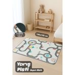 Meleni Baby Yarış Pisti Oyun Matı - Kaymaz Taban Leke Tutmaz Çocuk Bebek Odası Oyun Halısı 140x100 cm