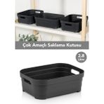 Meleni Home 1 Adet Dekoratif Piramit Saklama Kutusu - Dolap Düzenleyici Çok Amaçlı Organizer 2,8 Litre Antrasit
