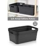 Meleni Home 1 Adet Dekoratif Piramit Saklama Kutusu - Dolap Içi Düzenleyici Organizer Kutu 10,8 Litre Antrasit