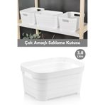 Meleni Home 1 Adet Dekoratif Piramit Saklama Kutusu - Dolap Içi Düzenleyici Organizer Kutu 3,8 Litre Beyaz