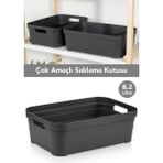 Meleni Home 1 Adet Dekoratif Piramit Saklama Kutusu - Dolap İçi Düzenleyici Organizer Kutu 8,2 Litre Antrasit