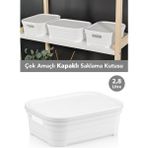 Meleni Home 1 Adet Kapaklı Dekoratif Piramit Saklama Kutusu - Dolap Düzenleyici Organizer Kutu 2,8 Litre Beyaz