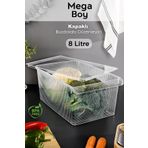 Meleni Home 1 Adet Kapaklı Dolap Içi Buzdolabı Düzenleyici - Mega Boy Organizer Meyve Sebze Saklama Kabı 8 Lt