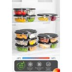 Meleni Home 1 Adet Yuvarlak 3 Bölmeli Saklama Kabı - Mikrodalga Uyumlu Organizer Derin Dondurucu Erzak Kabı - 700 ml - Gri