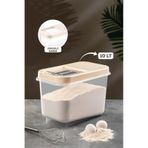 Meleni Home 10 Lt Bakliyat Saklama Kabı - Kayar Kapaklı Erzak Saklama Kabı Un Kabı Krem