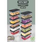 Meleni Home 12 Parça Gıda Erzak Saklama Kabı Seti Mikrodalga Uyumlu Düzenleyici Organizer 240ml - Antrasit