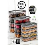 Meleni Home 12'li Set Dikdörtgen Smart Sweet Saklama Kabı Seti Düzenleyici - Platin Serisi