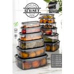 Meleni Home 12'li Set Dikdörtgen Sweet Saklama Kabı Seti - Platin Serisi