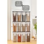 Meleni Home 12'li Set Jumbo Boy Sızdırmaz Kapaklı Kare Erzak Saklama Kabı Antrasit 12 x 1.70 Lt Etiketli