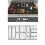 Meleni Home 15'li Dolap Çekmece İçi Düzenleyici Set - Vida Dübel Hırdavat Avadanlık Organizer Set Antrasit