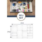 Meleni Home 16'lı Mega Modüler Set Çekmece İçi Düzenleyici - Makyaj Takı Organizer - Banyo Mutfak Düzenleyici