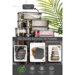 Meleni Home 18'li Sweet Box Saklama Kabı Seti - Dikdörtgen Erzak Kabı Kavanoz 3X(300-500-850-1350-2000-3150 Ml)
