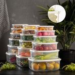 Meleni Home 18'li Sweet Box Saklama Kabı Seti Dikdörtgen Erzak Kabı Kavanoz Bej 3X(300-500-850-1350-2000-3150ML)