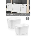 Meleni Home 2 Adet Dekoratif Piramit Saklama Kutusu - Dolap Içi Düzenleyici Çok Amaçlı Organizer 5 Litre Beyaz