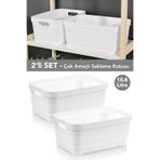 Meleni Home 2 Adet Dekoratif Piramit Saklama Kutusu - Dolap İçi Düzenleyici Organizer Kutu 10,8 Litre Beyaz