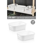 Meleni Home 2 Adet Dekoratif Piramit Saklama Kutusu - Dolap Içi Düzenleyici Organizer Kutu 2,8 Litre Beyaz