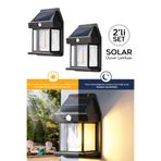 Meleni Home 2 Adet Solar Duvar Lambası - Hareket Sensörlü Güneş Enerjili Lamba Yol Bahçe Aydınlatma