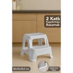 Meleni Home 2 Basamaklı Merdiven Tabure - Kaydırmaz Tabanlı Çok Amaçlı Basamak Tabure Gri
