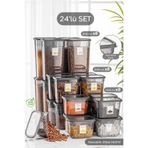 Meleni Home 24'lü Daisy Etiketli Geniş Dikdörtgen Saklama Kabı Mikrodalga Ve Difriz Uyumlu 8x(1,3LT-2 LT-3,2 LT)