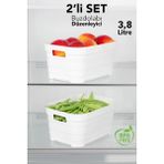 Meleni Home 2'li 3800 ml Buzdolabı Düzenleyici - Mutfak Banyo Dekoratif Dolap Içi Çok Amaçlı Organizer Beyaz - 3,8 lt
