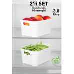 Meleni Home 2'li 3800 ml Buzdolabı Düzenleyici - Mutfak Banyo Dekoratif Dolap İçi Çok Amaçlı Organizer Beyaz