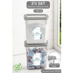Meleni Home 2'li Etiketli Deterjan Saklama Kabı Seti - Hava Geçirmez Kapaklı Saklama Kutusu - 2 x 1100 ml