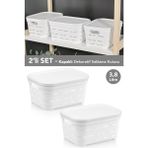 Meleni Home 2'li Kapaklı Delikli Dekoratif Piramit Saklama Kutusu - Dolap Içi Düzenleyici Organizer 3,8 Lt Beyaz