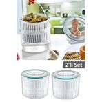 Meleni Home 2'li Set Süzgeçli Turşuluk - Zeytin Turşu Saklama Kabı 2,5 Lt