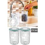 Meleni Home 2'li Set Süzgeçli Zeytinlik - Zeytin Turşu Saklama Kabı 1,5 Lt 351KSERI