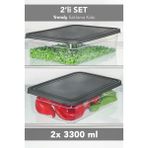 Meleni Home 2'li Trendy Buzdolabı Düzenleyici - Mikrodalga ve Difrize Uygun Organizer Saklama Difriz Kabı 3300ML - 3,3 lt - Şeffaf