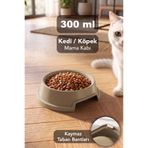 Meleni Home 300ml Kedi Köpek Mama Kabı - Kaymaz Taban Evcil Hayvan Mama Kasesi Su Kabı Bej