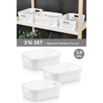 Meleni Home 3'lü Delikli Dekoratif Piramit Saklama Kutusu - Dolap Düzenleyici Çok Amaçlı Organizer 2,8 Lt Beyaz