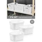 Meleni Home 3'lü Delikli Dekoratif Piramit Saklama Kutusu - Dolap Içi Düzenleyici Organizer Kutu 3,8 Lt Beyaz
