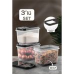 Meleni Home 3'lü Multibox 10 Lt Bakliyat Saklama Kabı - Kayar Kapaklı Erzak Saklama Kabı Un Kabı Antrasit