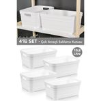 Meleni Home 4 Adet Dekoratif Piramit Saklama Kutusu - Dolap İçi Düzenleyici Organizer Kutu 10,8 Litre Beyaz