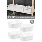 Meleni Home 4 Adet Dekoratif Piramit Saklama Kutusu - Dolap İçi Düzenleyici Organizer Kutu 2,8 Litre Beyaz