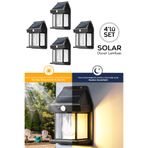 Meleni Home 4 Adet Solar Duvar Lambası - Hareket Sensörlü Güneş Enerjili Lamba Yol Bahçe Aydınlatma