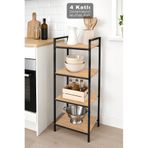 Meleni Home 4 Katlı Mutfak Rafı - Ahşap Raflı Dekoratif Malzeme Dolabı Banyo Düzenleyici Organizer Raf