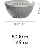 Meleni Home 4 Parça Rendeli Saklama Kabı - 5 Lt Büyük Boy Çok Amaçlı Kapaklı Çırpma Karıştırma Kabı Gri