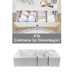 Meleni Home 4'lü Çekmece İçi Düzenleyici Organizer Set - Çok Amaçlı Dolap İçi Kutu Seti Saklama Kutusu