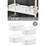 Meleni Home 4'lü Delikli Dekoratif Piramit Saklama Kutusu - Dolap Düzenleyici Çok Amaçlı Organizer 2,8 Lt Beyaz