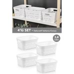 Meleni Home 4'lü Delikli Dekoratif Piramit Saklama Kutusu - Dolap İçi Düzenleyici Organizer Kutu 3,8 Lt Beyaz