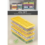 Meleni Home 4'lü Saklama Kabı , Mikrodalga Uyumlu Erzak Saklama Kabı Sarı 4 X 1170 ml