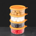 Meleni Home 4'lü Yuvarlak Gıda Saklama Kabı Seti - Organizer Düzenleyici Erzak Kabı 4X250ML Turuncu