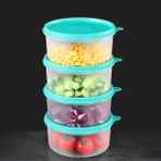Meleni Home 4'lü Yuvarlak Gıda Saklama Kabı Seti - Organizer Düzenleyici Erzak Kabı 4X600ML Yeşil