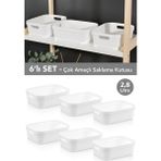 Meleni Home 6 Adet Dekoratif Piramit Saklama Kutusu - Dolap Içi Düzenleyici Organizer Kutu 2,8 Litre Beyaz