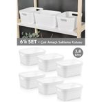 Meleni Home 6 Adet Dekoratif Piramit Saklama Kutusu - Dolap İçi Düzenleyici Organizer Kutu 3,8 Litre Beyaz